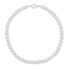 【新品】 [KRKC] パールネックレス 冠婚葬祭 8.0mm レディースネックレス 大粒グランプレミアムパール 結婚式用 真珠カジュアル パール 誕生日ギフト 入学卒業式ギフト 母の日プレゼント ボックス付き 長さ41cm/46cm ホワイト/ブラック 0