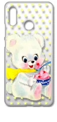 【新品未使用】HUAWEI nova3 クリア ハードケース ( テディベアとアイスクリーム ) くま レトロ 星 スター ドット cl-nova3-182