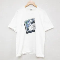 L/古着 フルーツオブザルーム 半袖 ビンテージ Tシャツ メンズ 90s 白鳥 ホワイト コットン クルーネック 白 25jun26 中古