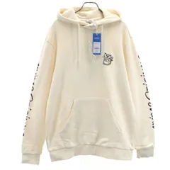 未使用 adidas Originals アディダスオリジナルス ANDRE SARAIVA サライヴァ コラボ 刺繍柄 トレフォイルロゴ 長袖 スウェットパーカー XL ホワイト タグ付き バックプリント メンズ 古着