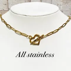 ステンレス ハート マンテル ネックレス ゴールド