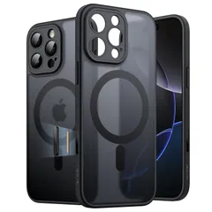 【在庫セール】耐衝撃 フォンカバー 薄型 半透明のマット背面 MagSafeに対応 カメラコントロールボタン マグネットケース (ブラックチタニウム) 6.3インチ用 Pro 16 iPhone JETech