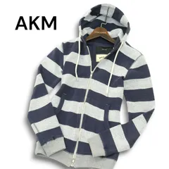 AKM × WORLD WORKERS エイケイエム ワールドワーカーズ BIG JOHN★ スウェット ジップ ボーダー パーカー Sz.S メンズのサムネイル