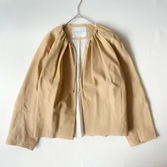 美品　TOMORROWLAND　Ballsey　定価8万　ラムレザージャケット ノーカラー　ボタンレス　羊革　M　トゥモローランド ボールジィ