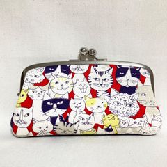 ハンドメイド 親子がま口長財布 フランシュリッペ ねこ図鑑 - メルカリ