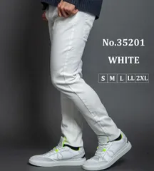 WHITE　メンズ スーパー スキニー パンツ 細身 きれいめ 35201