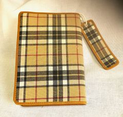 文庫本サイズ【ブックカバー】栞付き■チェック柄■ベージュ