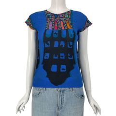 極美品 ME ISSEY MIYAKE ミーイッセイミヤケ カットソー 城柄 ネイビー