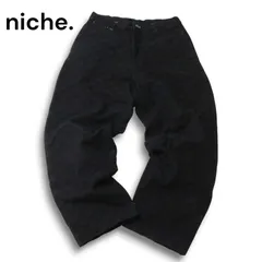 niche. ニッチ 秋冬 USA製生地★ 格子柄 チェック ワイド パンツ Sz.M メンズ 黒 日本製