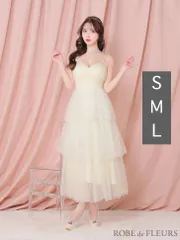 アイボリー [fm3714-IV-2409]Lサイズあり【ROBE de FLEURS/ローブドフルール】バレエコア/ フレア/ フリル/ ラメチュール/ シンプル/ キャミ/ ミディアムドレス/ キャバドレス/ ナイトドレス/ ロングドレス/ ワンピース