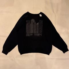 90s　fruit of the loom　スウェット　カレッジ　アート　短丈　Y2K　newyork　【T-398】