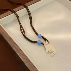 新作！ユニセックスネックレス青玉ネコ個性的アクセサリーネコチャーム猫156