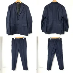 BLACKLABEL CRESTBRUDGE スーツ グレンチェック 背抜き 背広 Mサイズ ネイビー ブラックレーベル クレストブリッジ セットアップ A11898◆