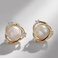 ピアス シルバー925 スワロフスキー 淡水パール 上品 職場 誕生日 記念日 クリスマス 母の日 テレワーク ランチ会 金属アレルギー対応