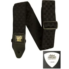 ERNIE BALL アーニーボール ストラップ EB 5341 BLACK CHECKERS JACQUARD STRAP ★ピック付き 【ゆうパケット】※日時指定非対応・郵便受けにお届け