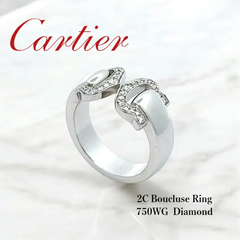 【中古特価】 Cartier カルティエ 2C ブークルセ リング 750 WG ダイヤモンド #49 9.4g　レディース 人気 定番