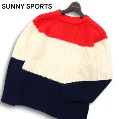 SUNNY SPORTS サニースポーツ 秋冬 ウール★ カラーブロック ケーブル編み セーター ニット Sz.S メンズのサムネイル