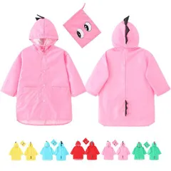 在庫処分中 [ピンクXXLサイズ] レインコート 恐竜 キッズ 子供用 怪獣 カッパ カラフル レインウェア レインポンチョ 雨具