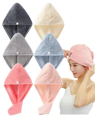 バス用品(ライトグレー+頬紅赤+ピンク+水色+ダークグレー+クリームホワイト) ヘアキャップ 強い吸水性 シャワーキャップ やわらか 軽量 長い髪専用 ドライキャップ 【6枚セット】髪タオル 速乾 ヘアドライタオル Lumimi