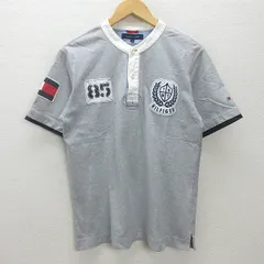 G■トミーヒルフィガー/TOMMYHILFIGER バンドカラーTシャツ/コットン【L】灰/men's/129【中古】■