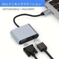 USB C 단자를 사용한 4K 60Hz의 HDTV & VGA 어댑터 USB Type C HDTV 4K+VGA 컨버터 어댑터 2018년 모델 iPad Pro/MacBook Pro 2in1 경량 스마트폰 그레이 그레이