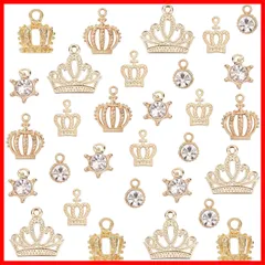 アクセサリーパーツ 手芸 ラインストーン DIY 60個 手作り ピアス 6種 イヤリング 王冠チャーム ブレスレット クラウンチャーム ネックレス ハンドメイド材料 PandaHall] クラフト用品 [PH 収納ケース付き