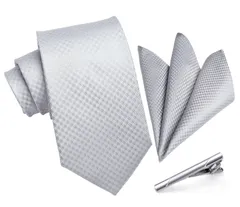 【在庫処分】紳士用 ギフトボックス付き 高級 礼服用 タイクリップ 3点セット ビジネス 入学式 セット チーフ ネクタイ 卒業式 シルバー 結婚式 ネクタイメンズ TA-001S フォーマル [HISDERN]