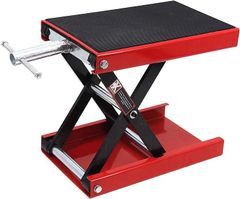 APEXTREME ジャッキ バイクジャッキ モーターサイクルジャッキ バイクスタンド リフトジャッキ 耐荷重500kg ゴムマット付き ハンドル付き(レッド)
