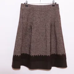 ★美品★ HIROKO BIS ヒロコビス スカート　膝丈　フレア　ウール M ブラウン 送料無料　古着　レディース