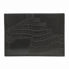 美品 エルメス シュヴァル ピクト アリゲーター/ボックスカーフ W刻印 カードケース ブラック 黒 1041【中古】HERMES