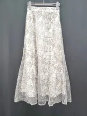 ◇ ⊂ GRL グレイル シアー 花刺繍 ロング フレア スカート サイズS ベージュ系 レディース E  【1508060000972】