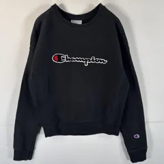 古着 チャンピオン Champion スウェット リバースウィーブ 復刻 トレーナー ビッグロゴ SMALL  ブラック レディース