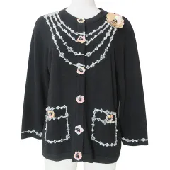 DONNAKARAN ビーズカーディガン ブラック S オシャレ エレガント DONNAKARAN ビーズカーディガン ブラック S オシャレ エレガント
