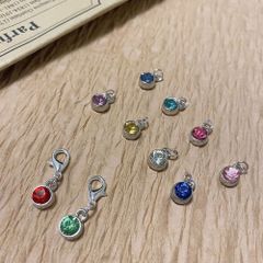 ストーン チャーム カラーランダム 10個 ジュエリー 作成用  誕生石 チャーム イヤリング チャーム フラワー チャーム シルバーチャーム ブ チャーム エナメルチャーム ジュエリー作成用 イヤリングアクセサリー 12色 (マルチカラー)