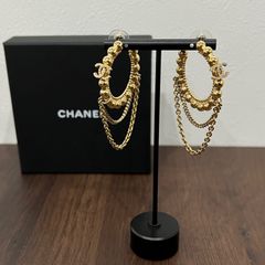 [希少商品]CHANEL シャネル ココマークボールフープピアス チェーン ココマーク C22C ゴールド ラウンドフープ