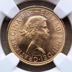 ソブリン金貨 ヤングヤング 1957年 (初年号) NGC MS65 エリザベス2世