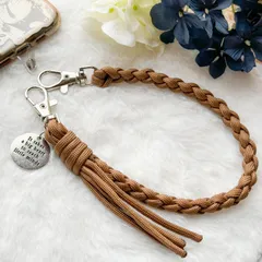 パラコード ブラウン スマホストラップ キーホルダー ストラップ カメラストラップ ハンドメイド アウトドア