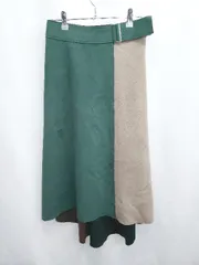 ◇ ⊇ RADIATE ラディエイト スエード調 ロング丈 フレア スカート サイズ38 グリーン マルチ レディース E  【1411130011504】