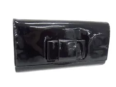 miumiu ミュウミュウ パテントレザー リボン 二つ折り 長財布 ウォレット 札入れ 小銭入れ カード入れ レディース ブラック系 DJ3878