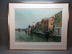 大型 リトグラフ　マルセル・ケルヴェラ 「朝のベニス」 83×97cm 額装品