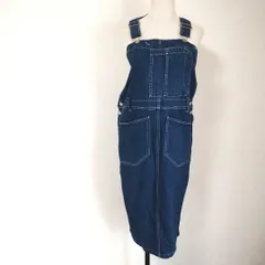 デニム サロペット ワンピース ロング ネイビー Mサイズ