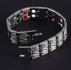 新品 ゲルマニウム 磁気 高品質 ヴィンテージ デザインブレスレット シルバー