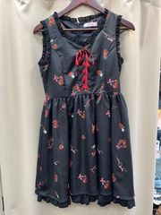 AnkRouge  イチゴ　リボン　さくらんぼ　ワンピース　ブラック　フリル　M  雑色店