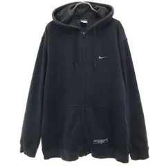 NIKE ナイキ バックプリント 長袖 スウェット ジップパーカー M ブラック メンズ 古着