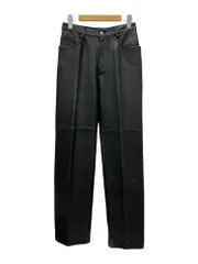 fan mecc (ファン メック) レザーストレート パンツ 本革 羊革 ラム W70 L85 ブラック メンズ/036