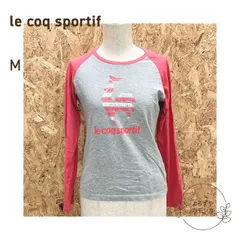 古着　le coq sportif　ルコックスポルティフ　ラグラン　Tシャツ　長袖　カットソー　レディース　Mサイズ　ピンク　グレー　トップス　カジュアル　スポーツ　スポーティ