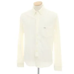 【中古】ラコステ LACOSTE コットンリネン 鹿の子 ボタンダウン カジュアルシャツ クリーム【サイズ3】【メンズ】