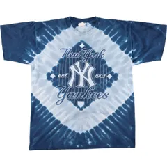 古着 90年代 リー Lee MLB NEW YORK YANKEES ニューヨークヤンキース タイダイ柄 ロゴTシャツ USA製 メンズL相当 ヴィンテージ/eaa477012のサムネイル