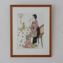 竹久夢二、【素描】、希少な大判額装用画集より、状態良好、新品