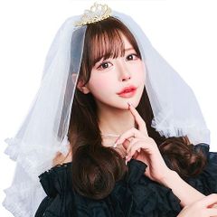 ハピバ ベール付きティアラ ゴールド　　[誕生日 コスプレ プリンセス お姫様 女王様 アクセサリー 仮装 バースデー 誕生日パーティー お祝い 誕生日会 撮影会 自撮り 主役 ヒロイン 卒業式 イベント]【B-3576_913979】